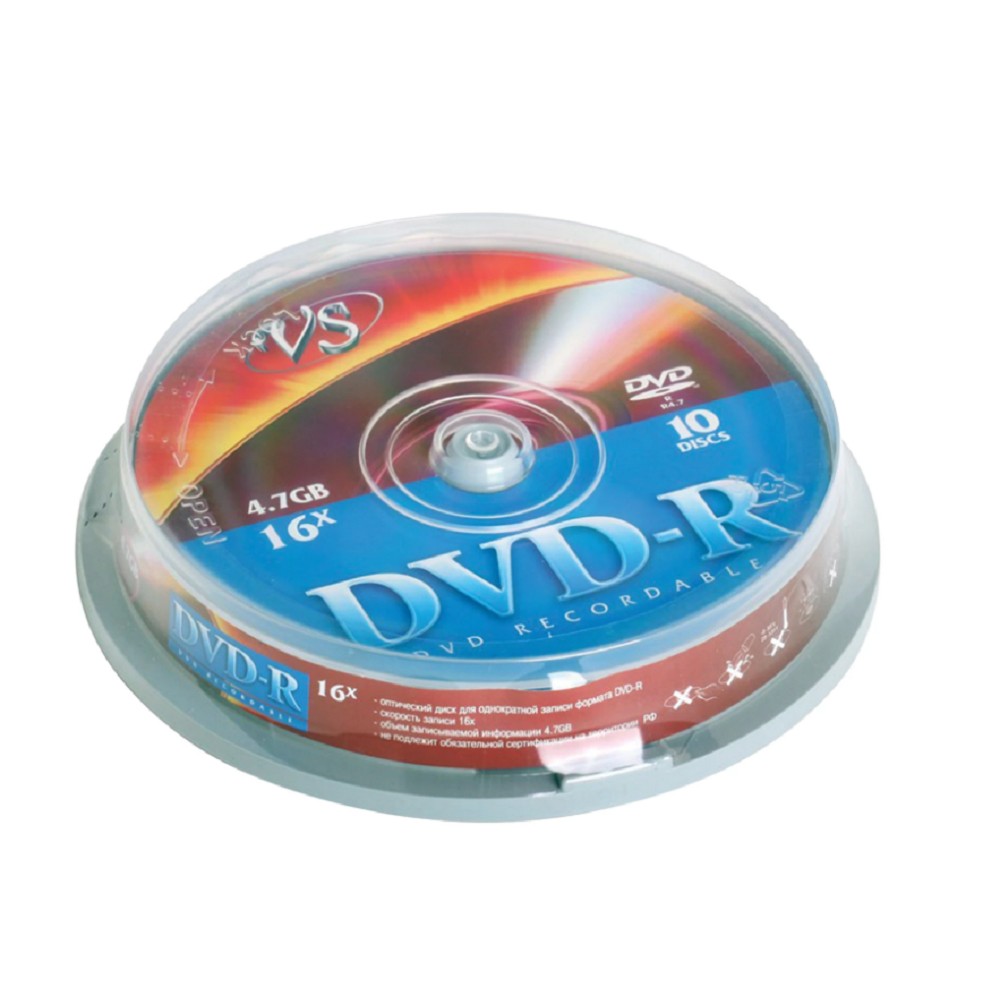 Диски DVD-R VS 4.7Gb, 16x, Cake Box 10шт. (20410)