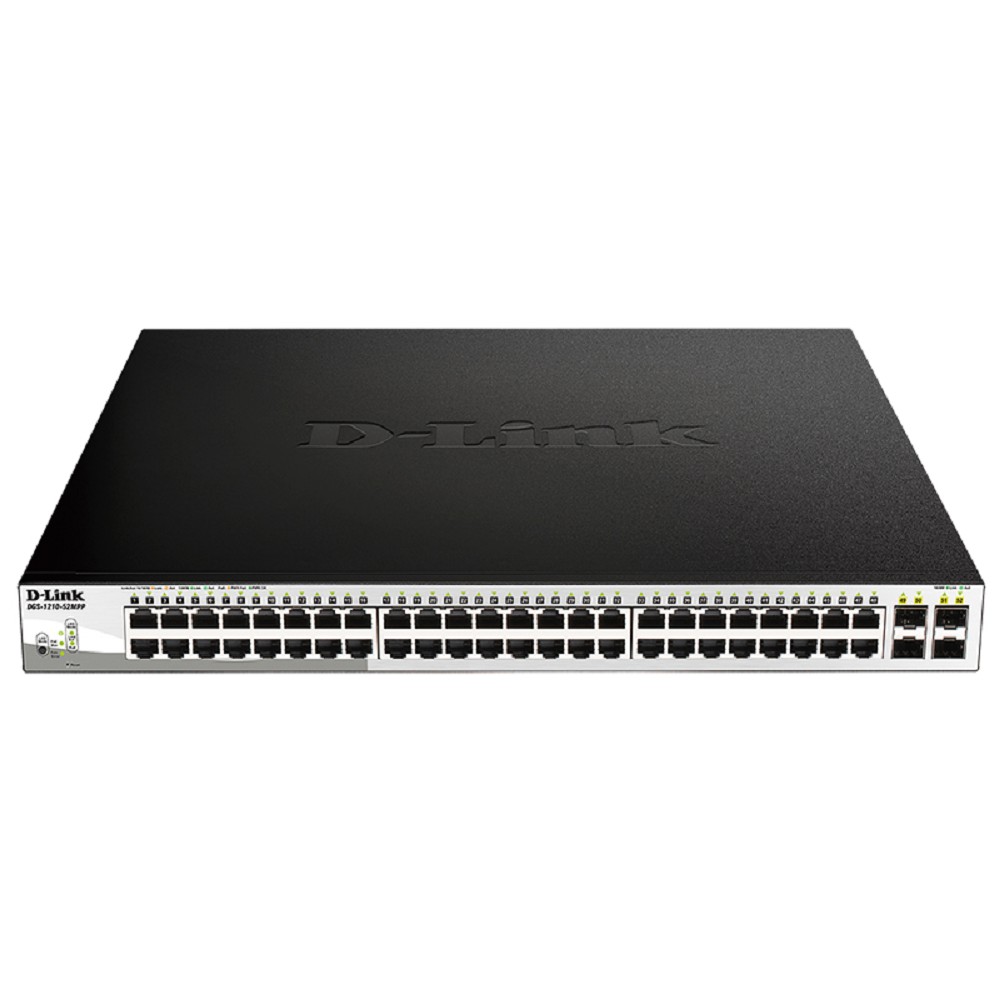 D-Link DGS-1210-52MPP/E2A PROJ Управляемый L2 коммутатор с 48 портами 10/100/1000Base-T и 4 портами 1000Base-X SFP (порты 1-48 PoE 802.3af/at, PoE-бюджет 740 Вт)