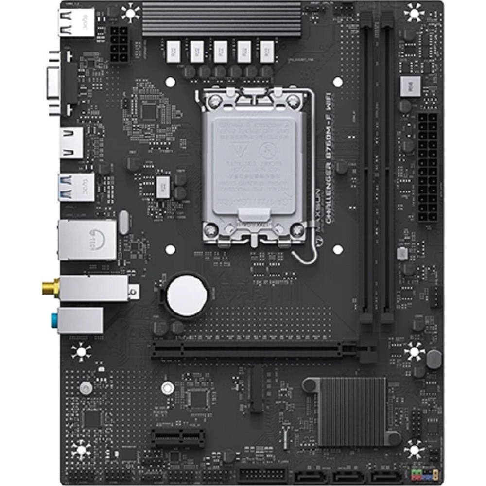 MAXSUN MS-Challenger B760M-F WIFI (Socket 1700, mATX, 2*DDR4(64Gb), VGA/HDMI, 3xSATA3, 1*M.2,1xPCI-E x16/1xPCI-E x1, 2*USB 2.0, 2*USB 3.2 Gen1, LAN 1*1G, Bluetooth, Wi-Fi 802.11ac, RTL)