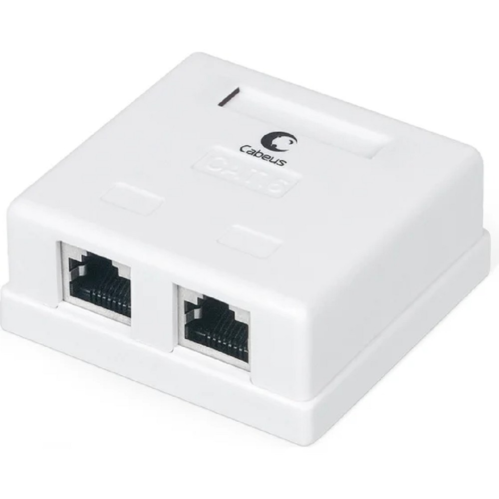 Cabeus WS-8P8C-Cat.6-SH-2 Розетка компьютерная RJ-45(8P8C), категория 6, экранированная, двойная, внешняя, Dual IDC