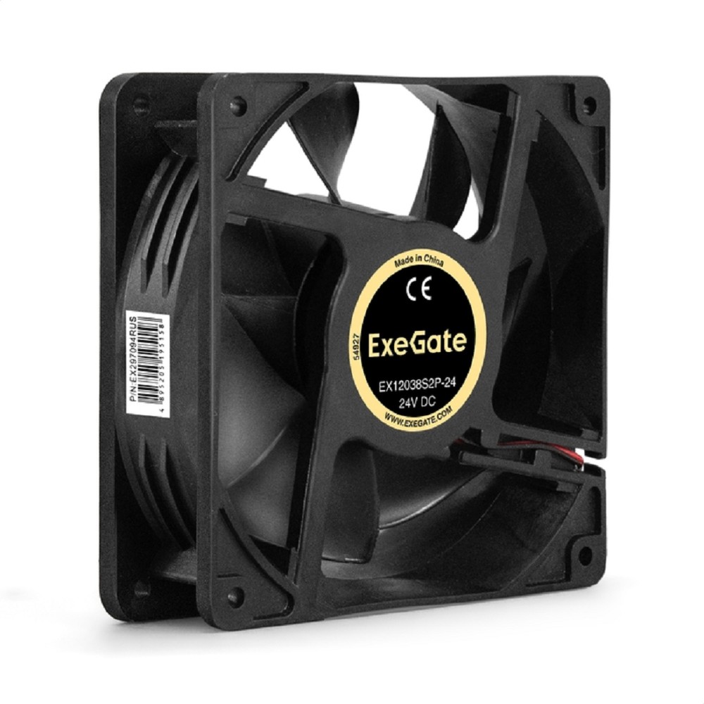 Exegate EX297094RUS Вентилятор 24В DC ExeGate EX12038S2P-24 (120x120x38 мм, Sleeve bearing (подшипник скольжения), 2pin, 3000RPM, 46dBA)
