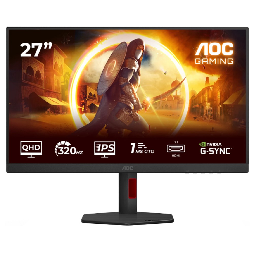 LCD AOC 27" Q27G4SRU Black-Red с поворотом экрана {IPS 2560x1440 320Hz 0.5ms 178/178 450cd 1000:1 2xHDMI2.1 DisplayPort1.4 Pivot}