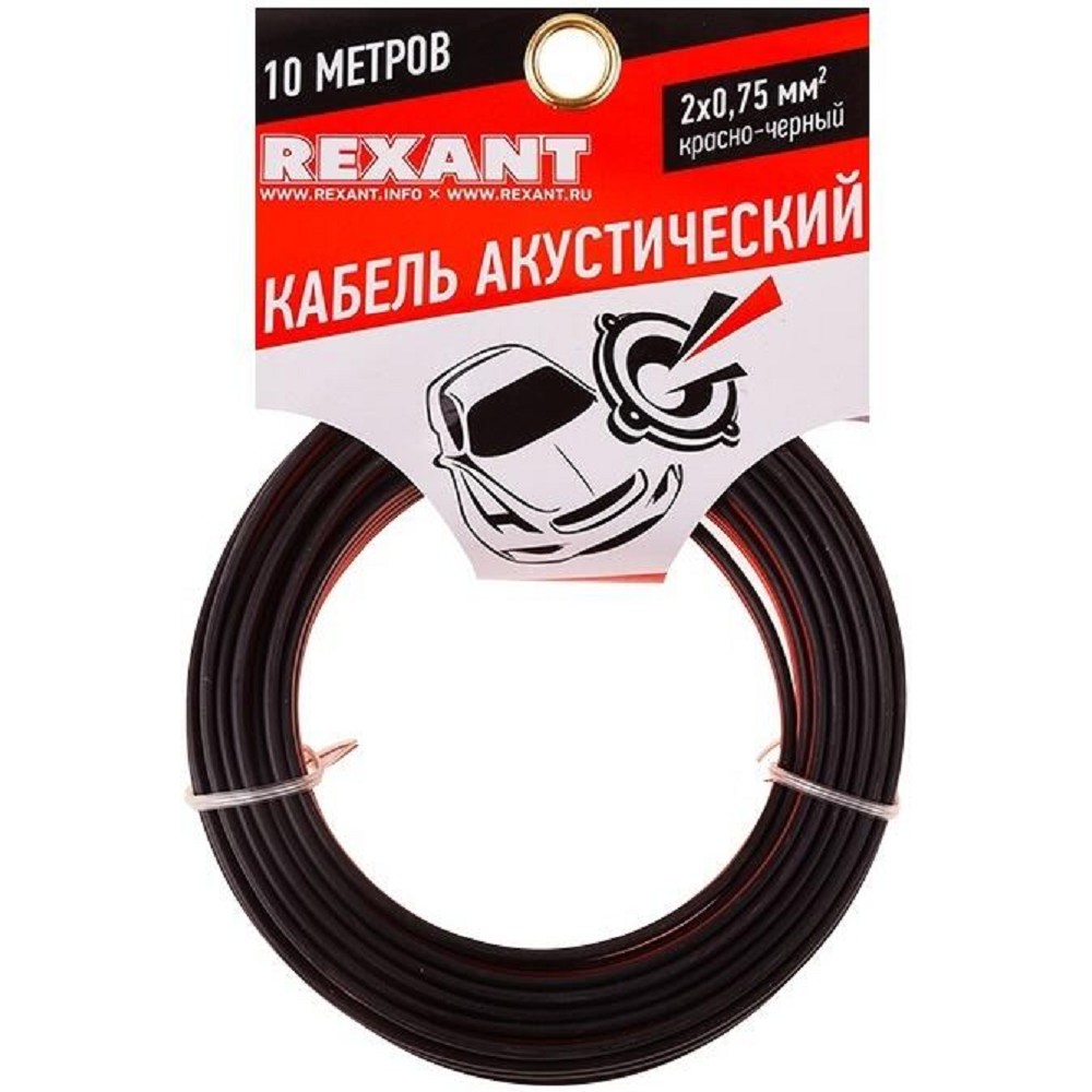 Rexant 01-6104-3-10  Кабель акустический, ШВПМ 2х0.75 мм2, красно-черный, 10 м.  
