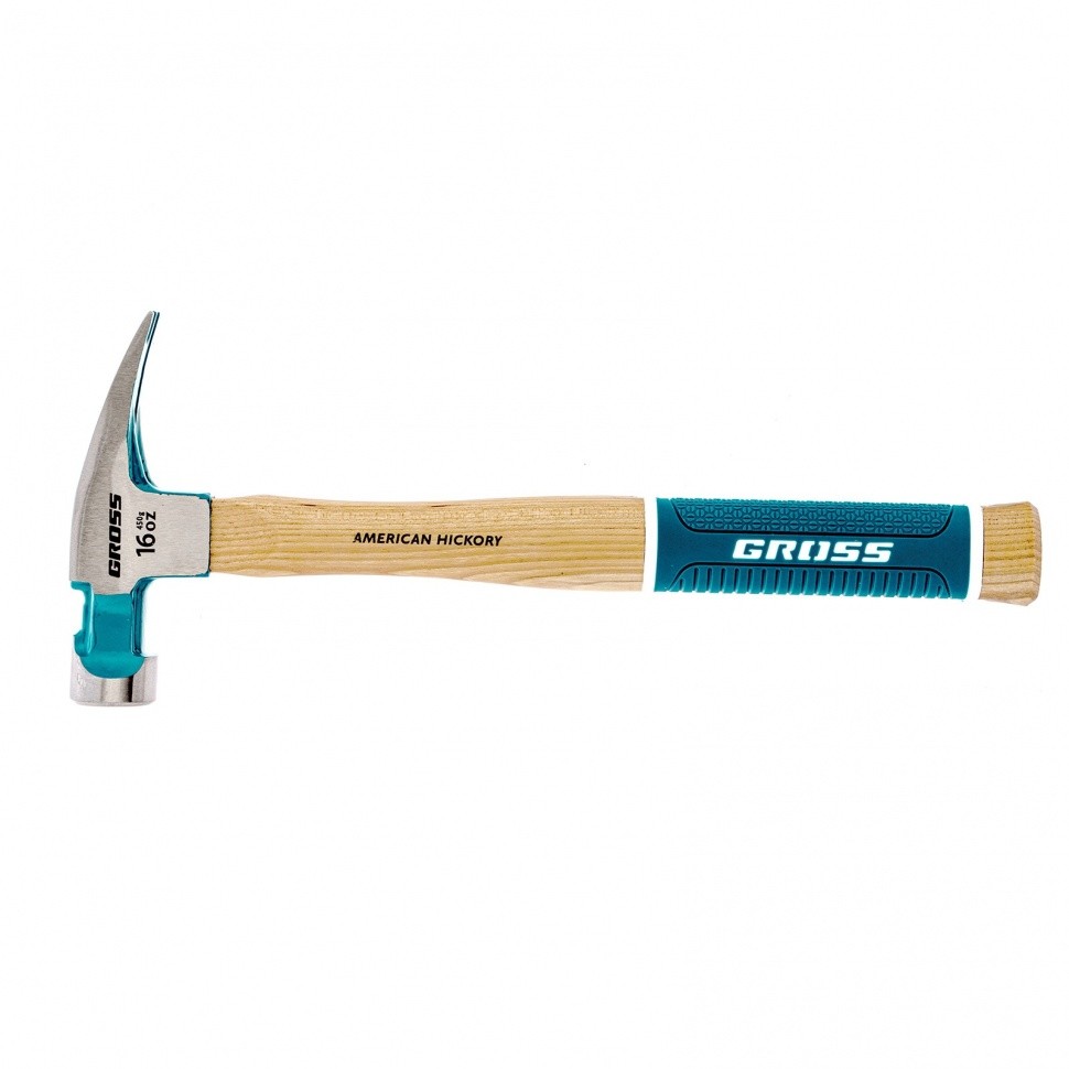 GROSS Молоток-гвоздодер,450 г, угол 75, магнит, обрезиненная рукоятка AMERICAN HICKORY  [10418]