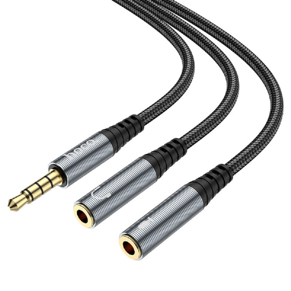 HOCO UPA21/ AUX аудио кабель/3.5 mm jack M - 2x3.5 mm jack F/ 0.25m/ Black