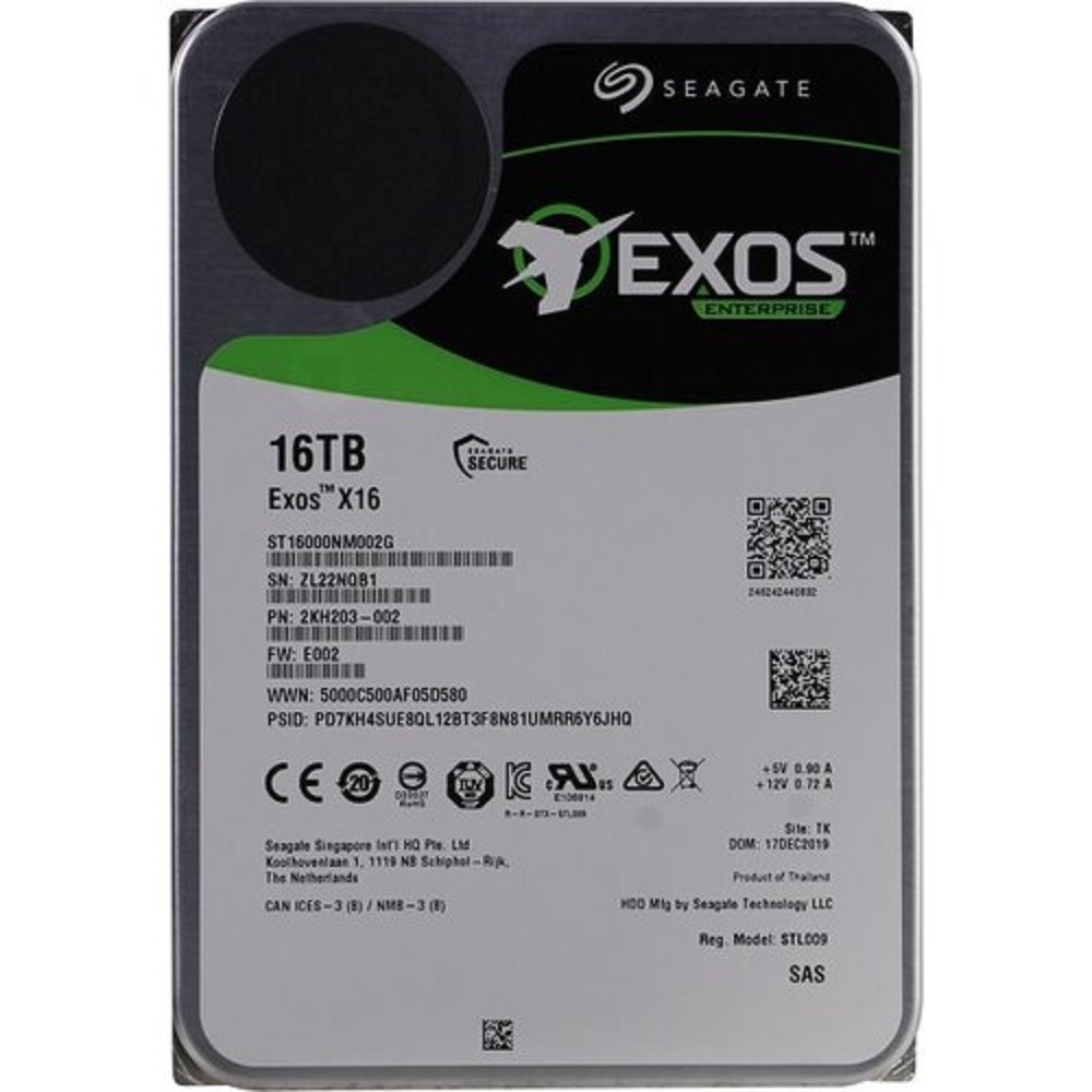 16TB Seagate Exos X16 (ST16000NM002G) {SAS 12Gb/s, 7200 rpm, 256mb buffer, 3.5"} (clean pulled) 