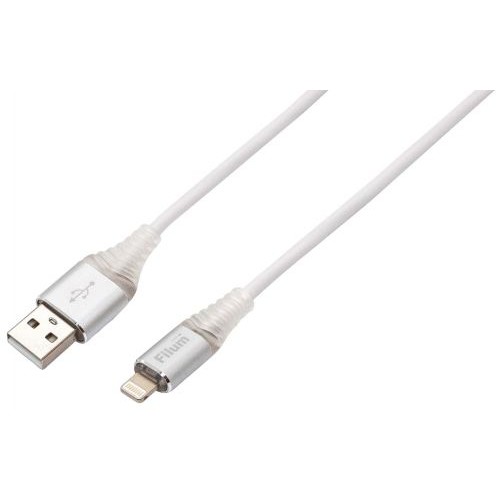 Filum Кабель USB 2.0, 1 м., 2 А, индикатор заряда, разъемы: USB A male - Lightning male, пакет. [FL-CPro-U2-AM-LM-1M-L1] (956490)