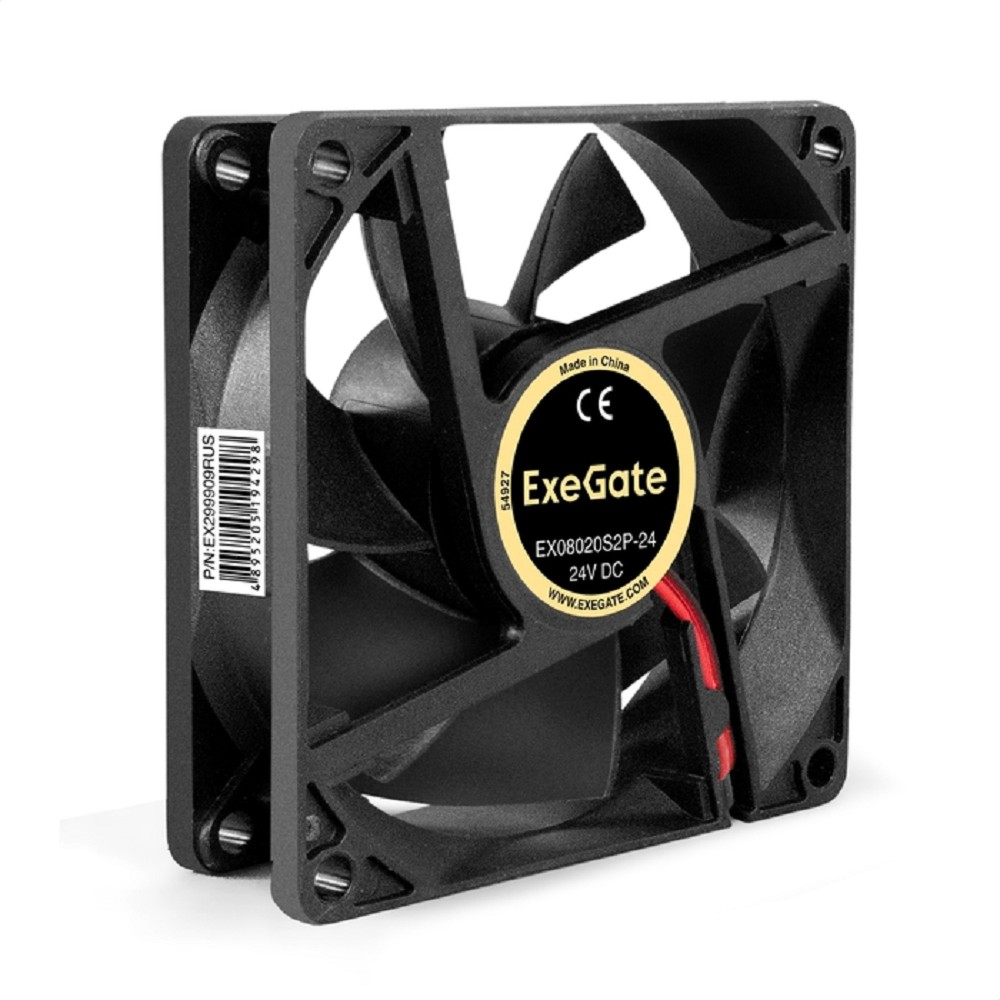 Exegate EX299909RUS Вентилятор 24В DC ExeGate EX08020S2P-24 (80x80x20 мм, Sleeve bearing (подшипник скольжения), 2pin, 3900RPM, 41dBA)