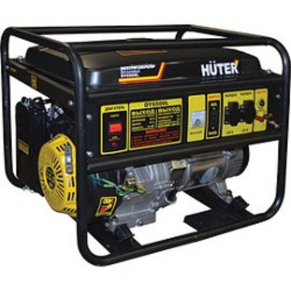 Huter DY6500L 64/1/6 Электрогенератор {четырехтактный, 5000Вт, 220В/50Гц, 81Дб, принудительное охлаждение, бак 22 л, расход бензина 374 г/кВтч, расход масла 6,8, габариты700х535х570 вес 70.5 кг}