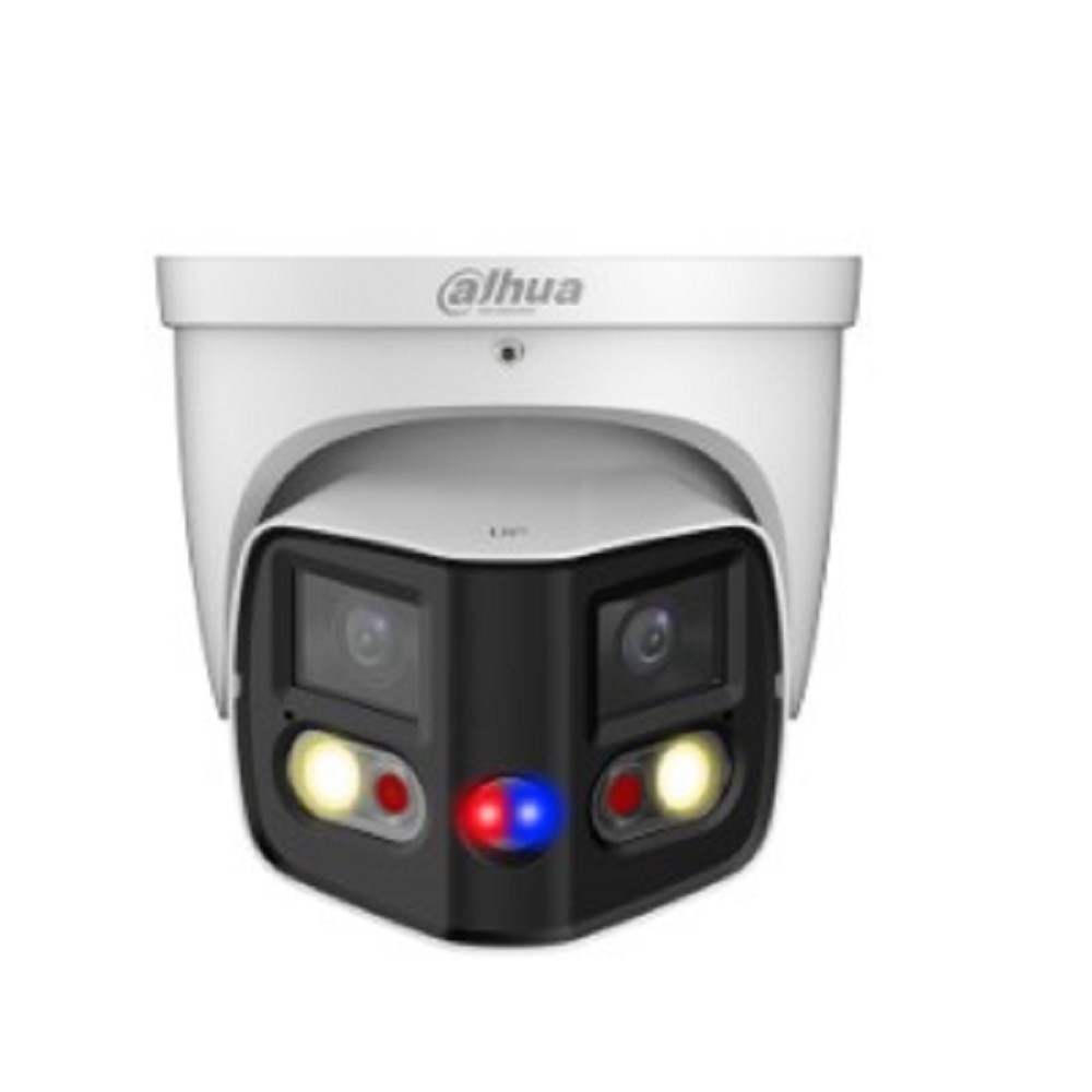 DAHUA DH-IPC-PDW3849P-A180-E2-AS-PV-0280B Уличная купольная IP-видеокамера DUO с ИИ и активным сдерживанием 2x 4Мп, 1/2.7” CMOS, моторизованный объектив 2.8мм, видеоаналитика, ИК 25м, LED 20м