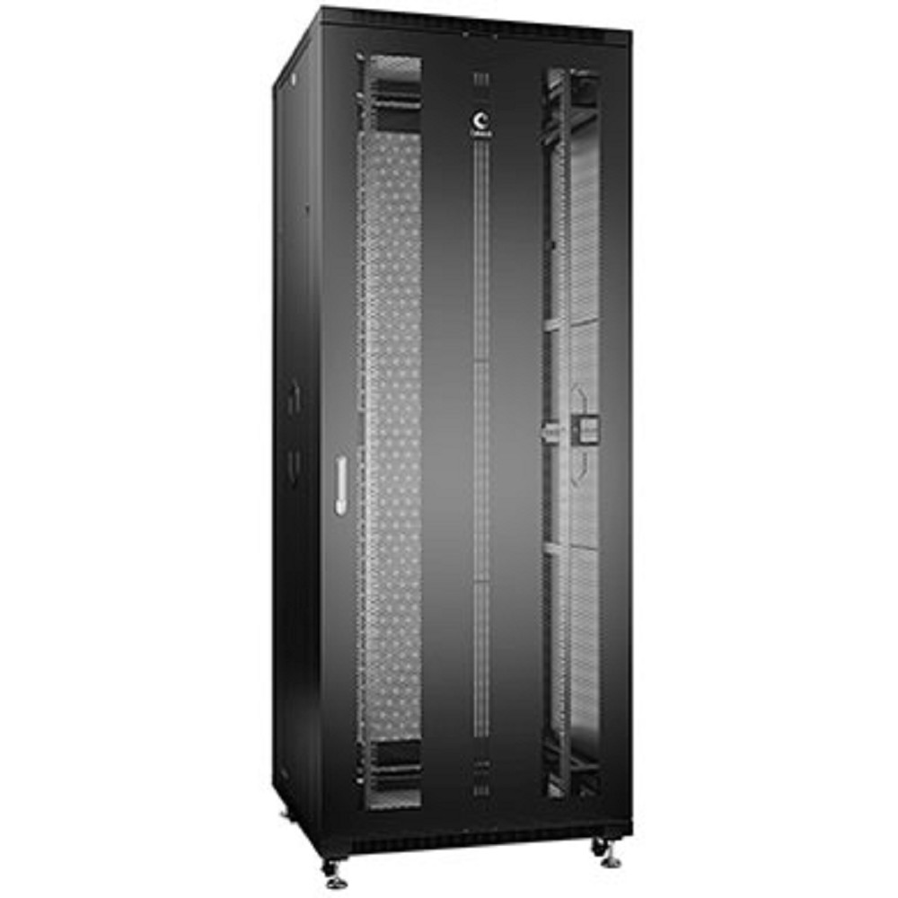 Cabeus ND-05C-47U80/80-BK Шкаф монтажный телекоммуникационный 19" напольный для распределительного и серверного оборудования 47U 800x800x2277mm (ШхГхВ) передняя и задняя перфорированные двери, ручка с