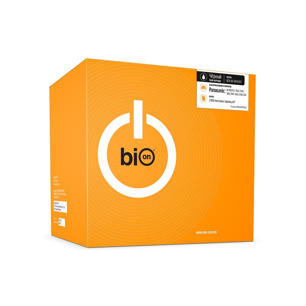 Bion BCR-KX-FAT472A7  Картридж для PANASONIC{ KX MB2123/2128/2178/2158/2110/2120/2130/2170 (2'000 стр.),}Черный (без чипа)