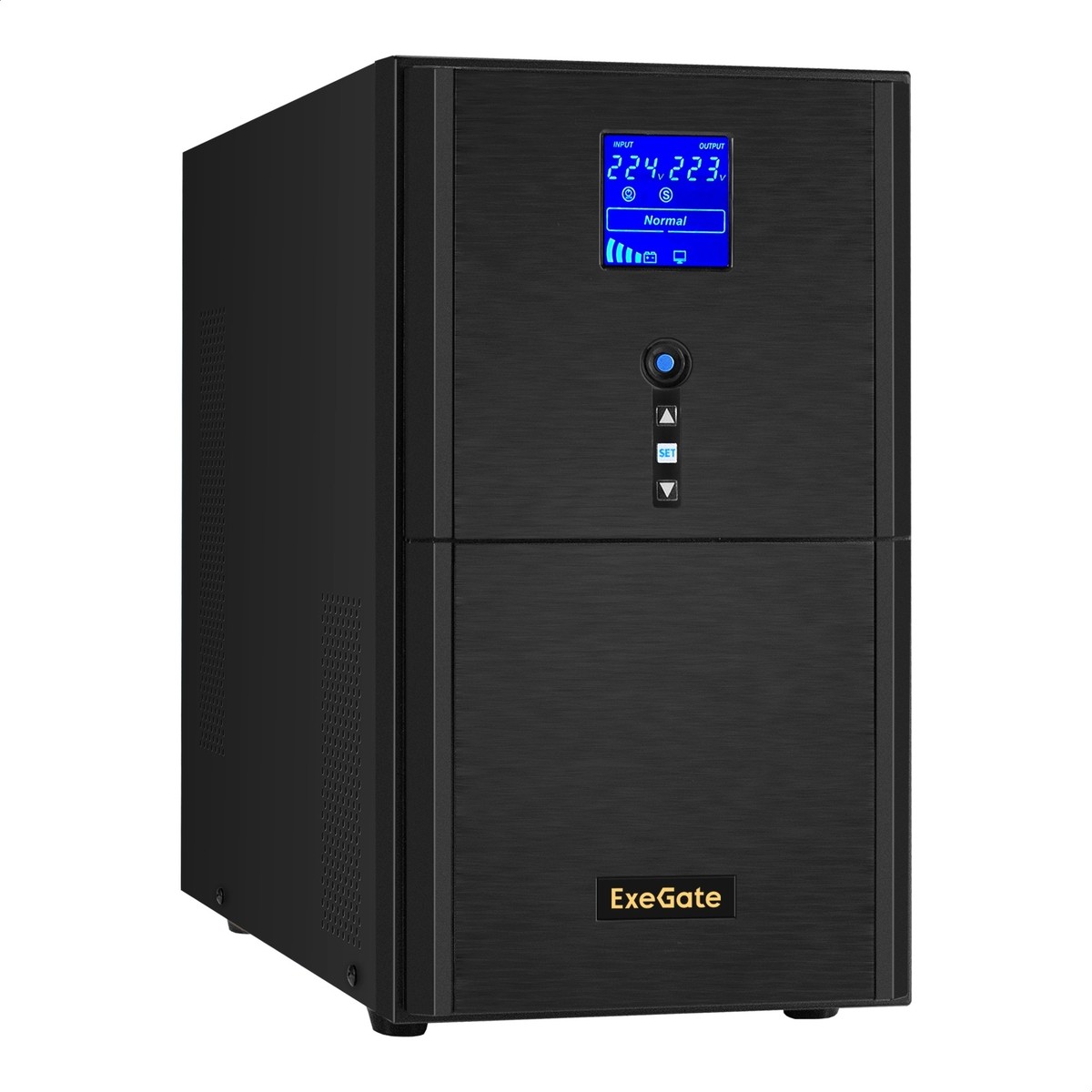 Exegate EX295990RUS ИБП (инвертор, синус, для котла) ExeGate SineTower SZ-3000.LCD.AVR.3SH.1C13.RJ.USB <3000VA/2400W, чистая синусоида, LCD дисплей, AVR, 3*Schuko+1*C13, RJ45/11, USB, линейно-интеракт