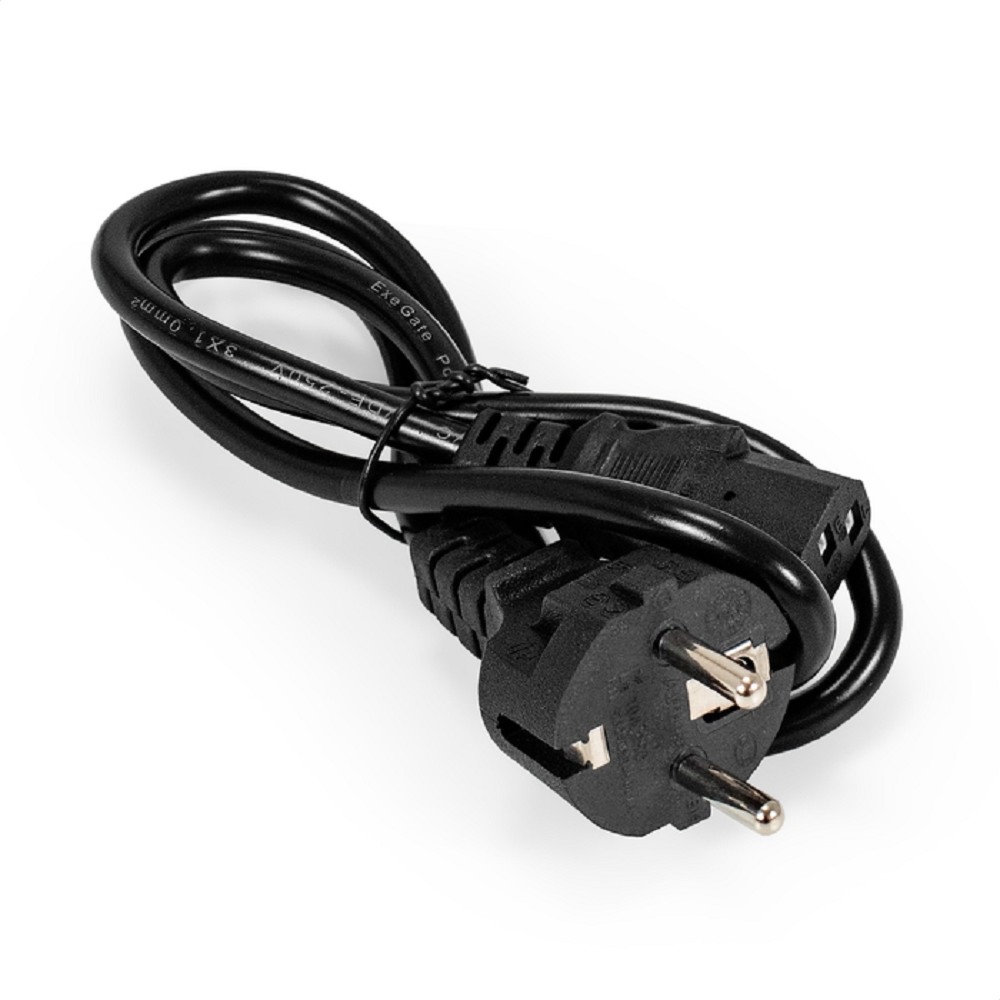 Exegate EP280641RUS Кабель питания ExeGate Power PC-1P (Евровилка Schuko->С13) VDE-250V-3*0.75mm2, медь, черный, 1.0м.