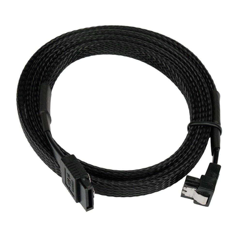Cablexpert Кабель интерфейсный SATA Sata3 7pin / 7pin, 1м, угловой, защелка, оплетка, черный, пакет (CC-SATAM-DATA90-BLBR-100CM)