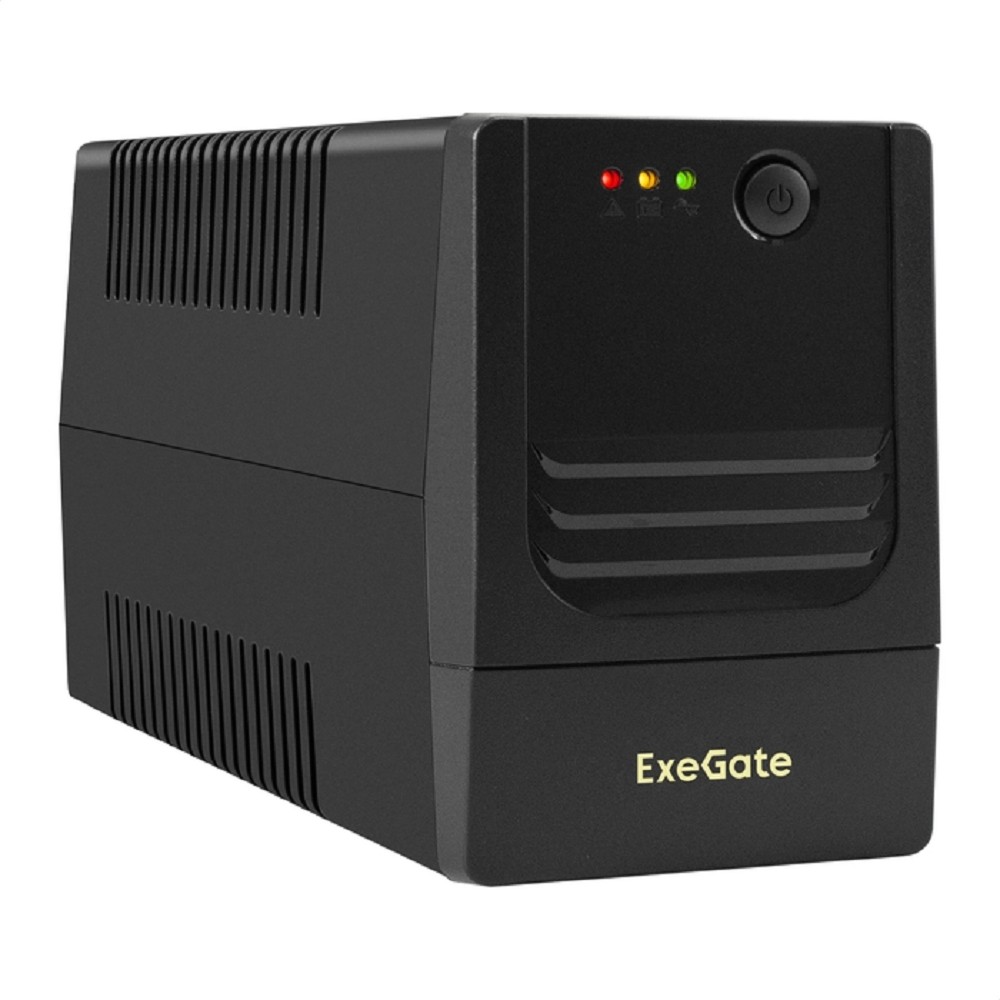 Exegate EX299754RUS ИБП ExeGate Power NB-600.LED.AVR.2SH.USB (600VA/360W, LED, AVR, 2*EU/Тип F(Schuko), USB, батарея 12V 7.2Ah, Black)