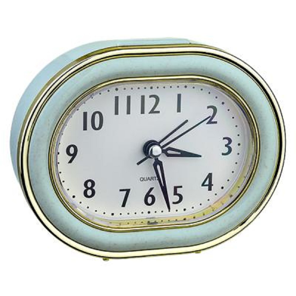 Perfeo Quartz часы-будильник "PF-TC-017", овальные 10,5*12,5 см, подсветка, зелёные
