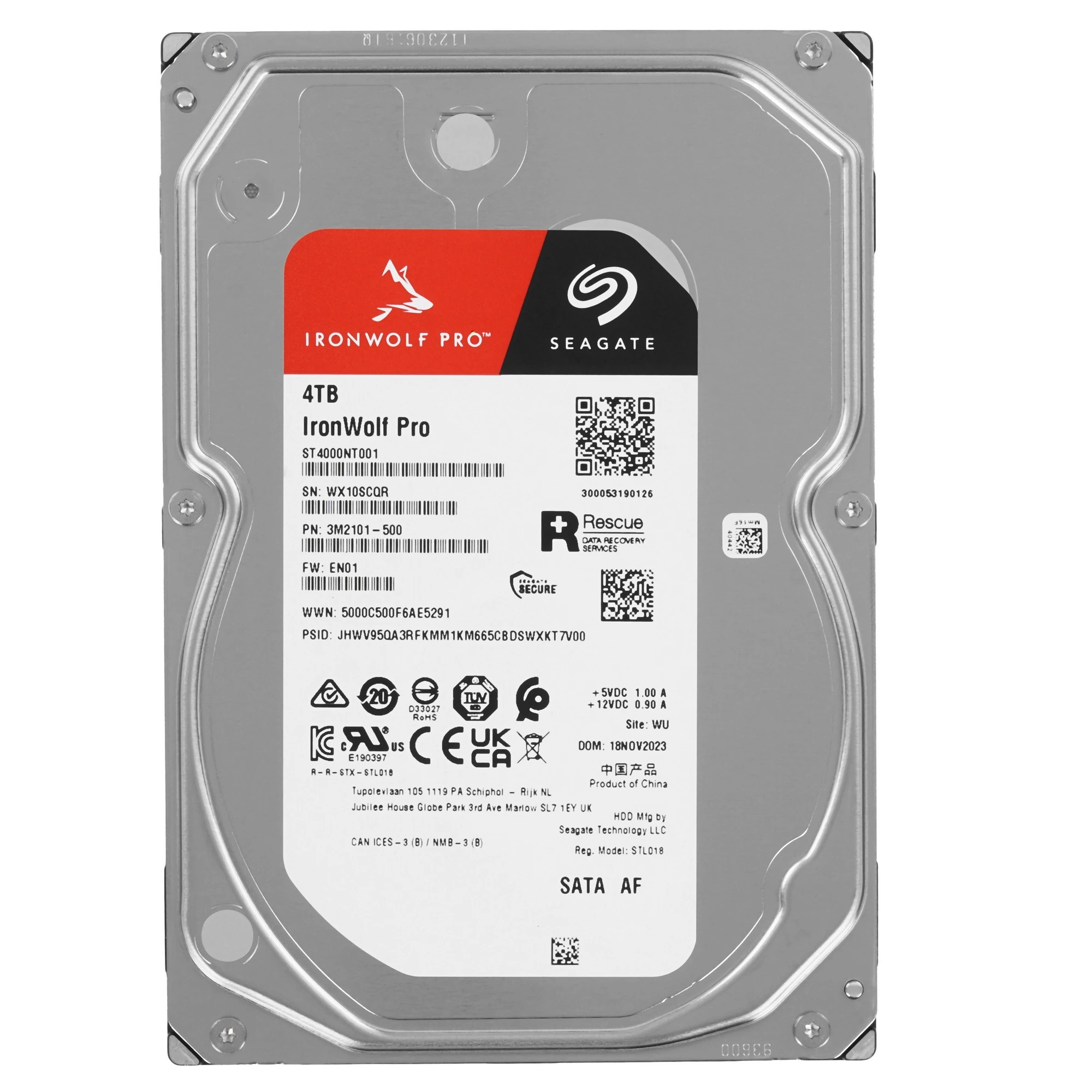 4TB Seagate Ironwolf Pro (ST4000NT001) {SATA 6.0Gb/s, 7200 rpm, 256mb buffer, 3.5", для NAS}