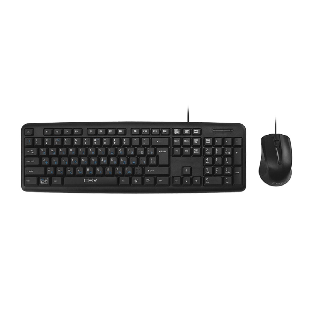 CBR KB SET 710, Комплект (клавиатура + мышь) проводной, USB, длина кабеля 1,8 м; клавиатура: полноразмерная, 104 клавиши; мышь: оптическая, 1000 dpi, 3 кнопки и колесо прокрутки