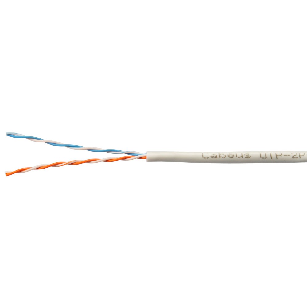 Cabeus UTP-2P-Cat.5e-SOLID-LSZH-GY-500 Кабель витая пара UTP (U/UTP), категория 5e, 2 пары (24 AWG), одножильный, серый LSZH, нг(А)-HF