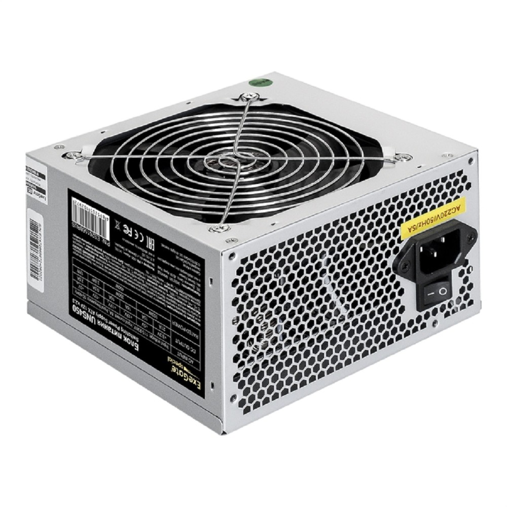Exegate ES261568RUS-S Блок питания Special UNS450, ATX, SC, 12cm fan, 24p+4p, 6/8p PCI-E, 3*SATA, 2*IDE, FDD + кабель 220V с защитой от выдергивания