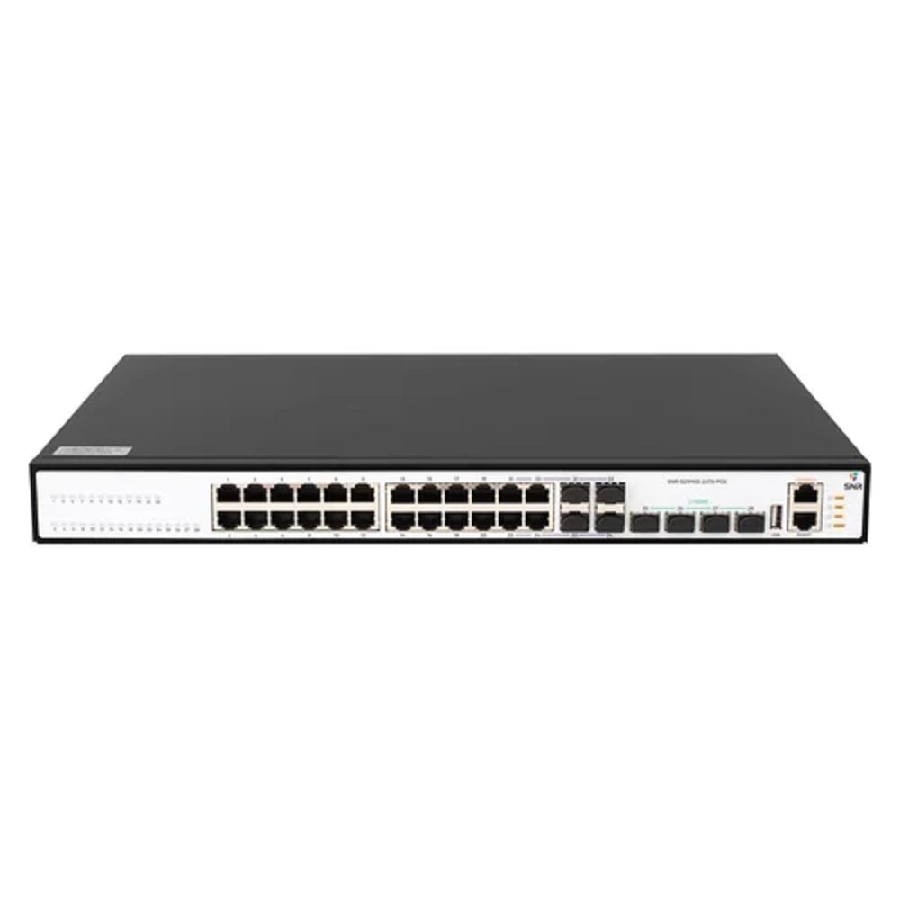 SNR SNR-S2995G-24TX-POE Управляемый PoE коммутатор уровня 3, 20 портов 10/100/1000Base-T, 4 порта Combo 10/100/1000Base-T|100/1000Base-X SFP и 4 порта 1/10G SFP+, бюджет PoE 370 Вт, VSF HA, встроенный