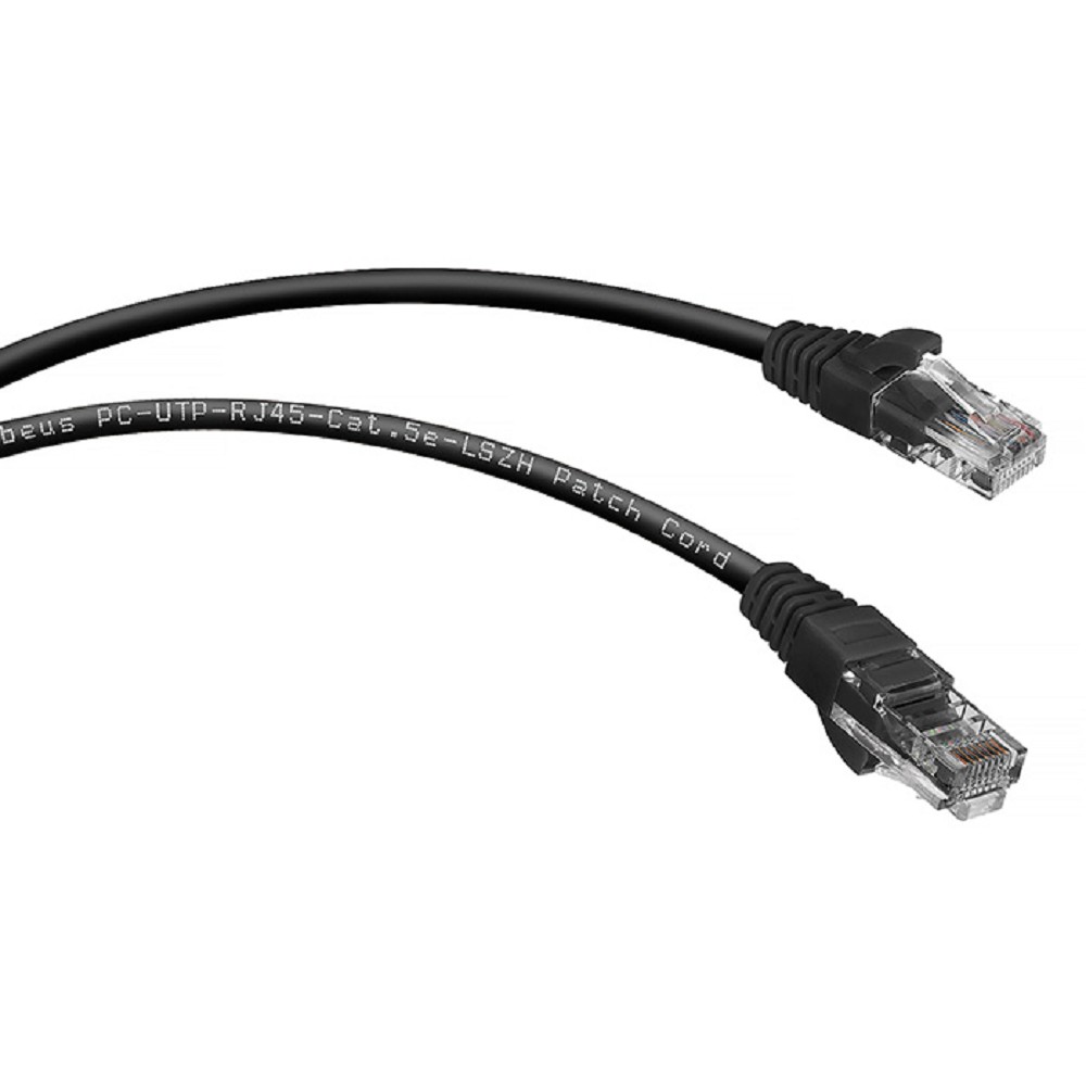 Cabeus PC-UTP-RJ45-Cat.5e-2m-BK-LSZH Патч-корд U/UTP, категория 5е, 2xRJ45/8p8c, неэкранированный, черный, LSZH, 2м
