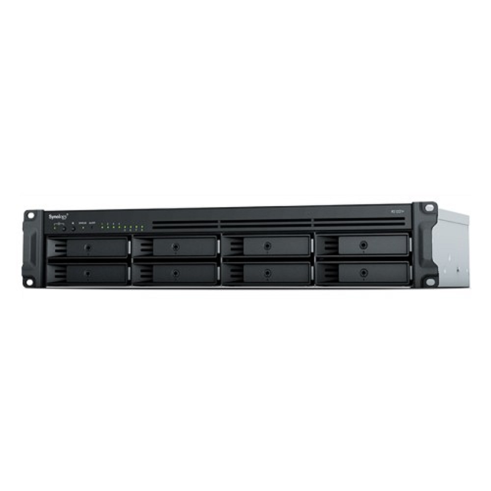 Synology RS1221RP+ Сетевое хранилище QC2.2GHzCPU/4GbDDR4(upto32)/RAID0,1,5,6,10/upto 8 hot plug HDDs SATA(3,5'or2,5')(upto 12 with RX418)/2xUSB3.2/1eSATA/iSCSI/4xGbE(+1Expslot)/2xIPcam(upto 40)/2xPS 