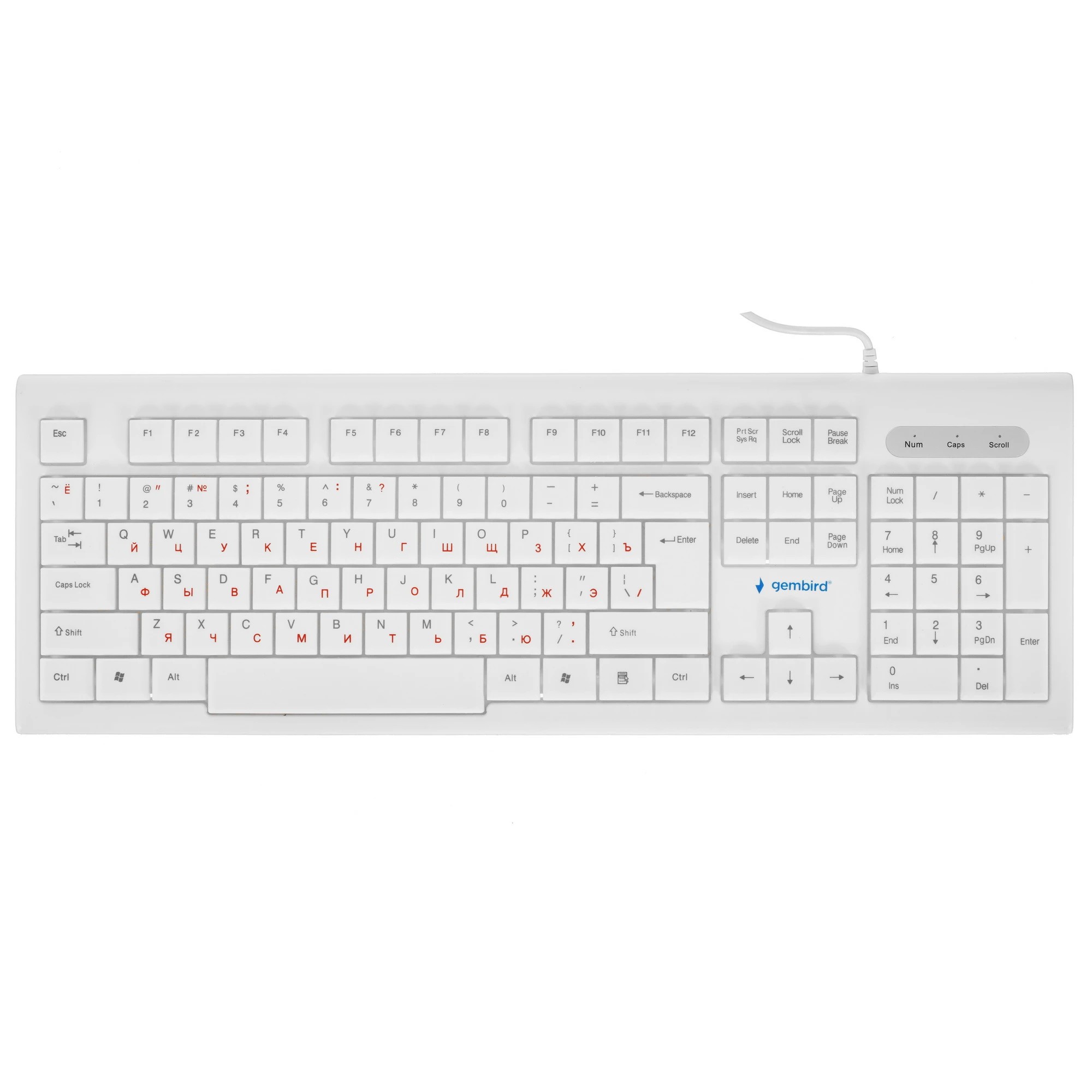 Клавиатура Gembird KB-8354U,{USB, бежевый/белый, 104 клавиши, кабель 1,45м}