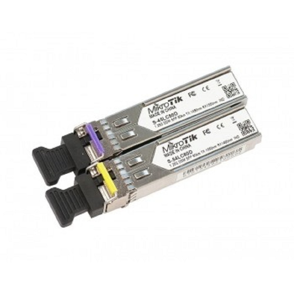 MikroTik S-4554LC80D Пара модулей, S-45LC80D (1.25G SM 80km TX 1490nm/ RX 1550nm, Single LC connector)+S-54LC80D (1.25G SM 80km TX 1550nm / RX 1490nm,Single LC connector)