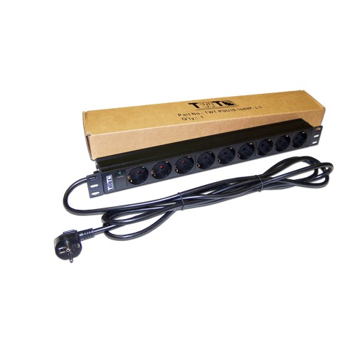 Lanmaster TWT-PDU19-16A9P-3.0 Блок розеток 19" 9 шт. без выключателя, 16A 250V, шнур питания 3.0 м