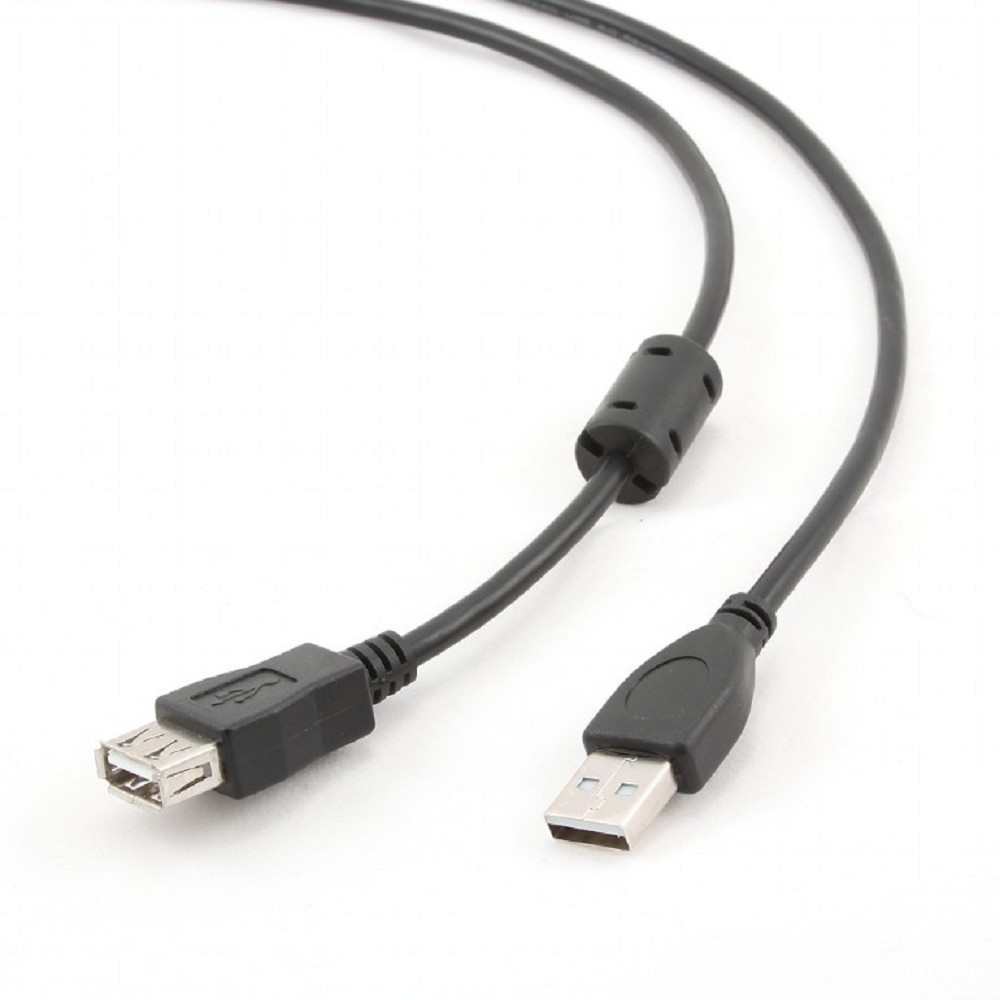 Bion Кабель удлинительный USB 2.0 AM/AF, позолоченные контакты, ферритовые кольца, 1.8 м, черный [BXP-CCF-USB2-AMAF-018]