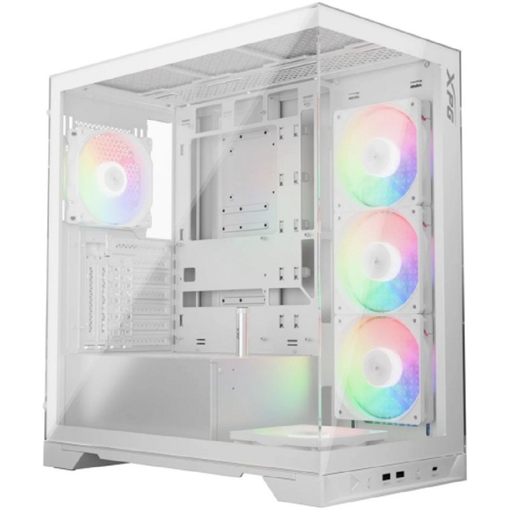 XPG INVADER X WHITE (INVADERXMT-WHCWW) Mid-Tower Gaming ATX PC Case with Panoramic View, Tempered Glass Panels, and RGB Lighting Black