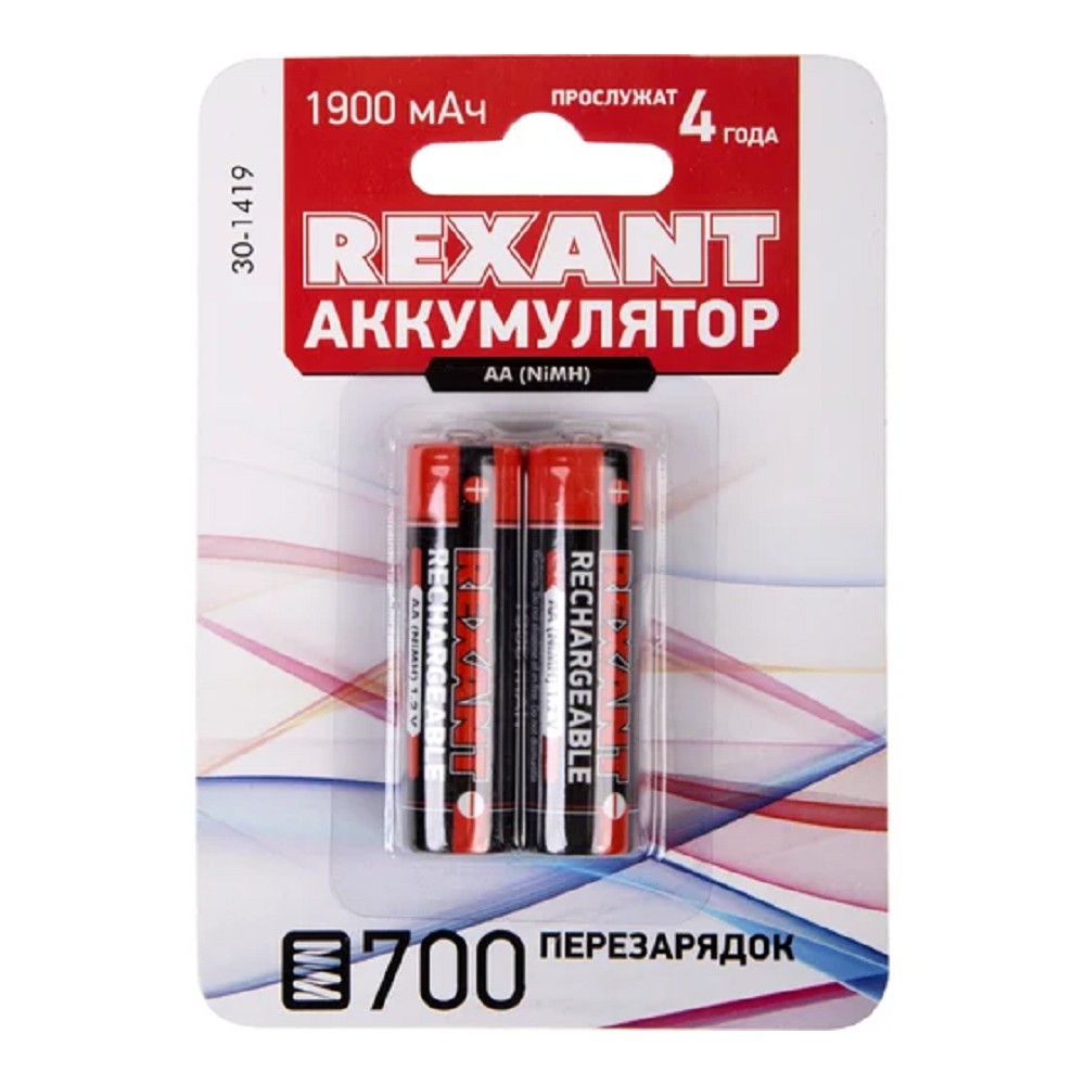 Rexant (30-1419) Аккумулятор Ni-MH AA/HR6, 1,2В, 1900мАч, 2 шт, блистер