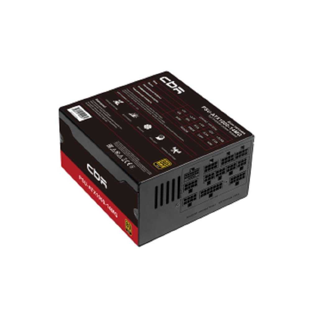 Блок питания CBR ATX 1000W 80+ Gold, Full Modular, DC-DC, APFC, 14cm fan, 24pin, 1*PCIE5.1(12+4pin), 2*8-pin(4+4P), 3*6+2pin, 3*SATA, 5*IDE, 1.5м кабель питания, черный [PSU-ATX1000-14MG/14GM] BOX