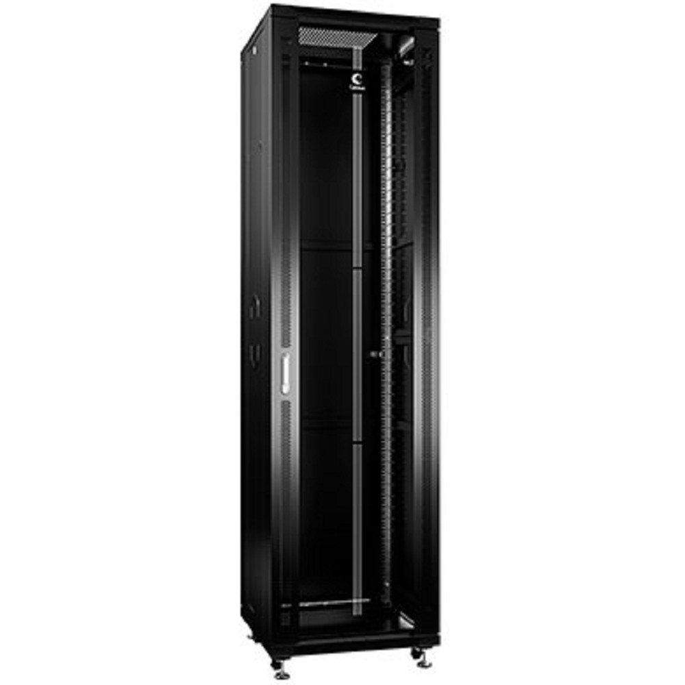 Cabeus SH-05C-47U60/100-BK Шкаф монтажный телекоммуникационный 19" напольный для распределительного и серверного оборудования 47U 600x1000x2277mm передняя стеклянная и задняя сплошная металлическая дв