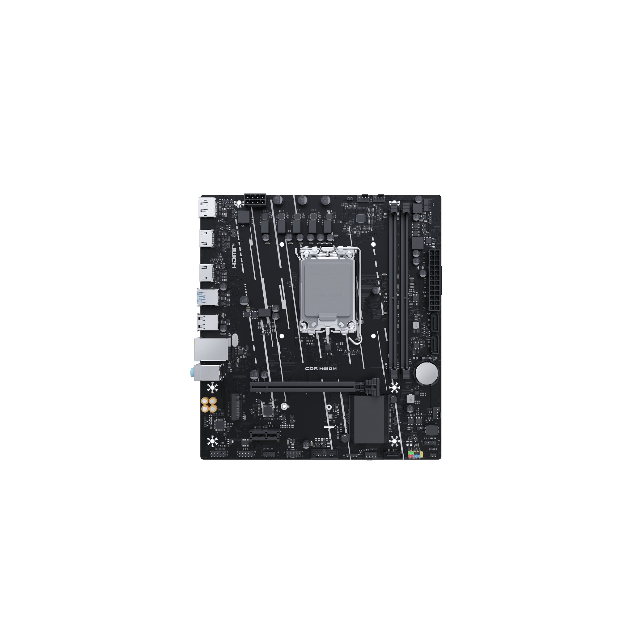 Материнская плата CBR H610M (Chipset H610, Socket 1700,2*DDR4, DP+2*HDMI,1*PCIEx16,1*PCIEx1,1*M.2 NVME,3*SATA3,4*USB 3.0+6*USB 2.0,LAN 1Gb)
