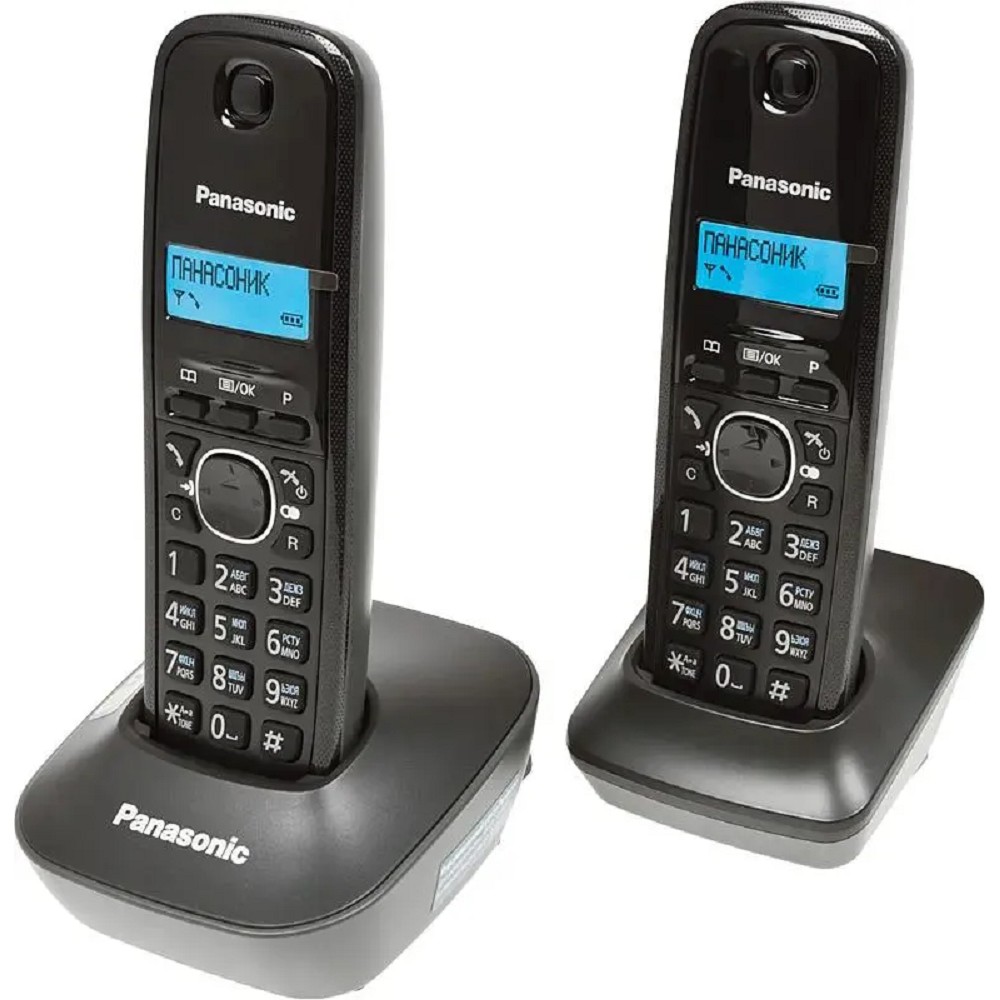 Panasonic KX-TG1612RUH (серый) {Доп трубка в комплекте,АОН, Caller ID,12 мелодий звонка,поиск трубки}