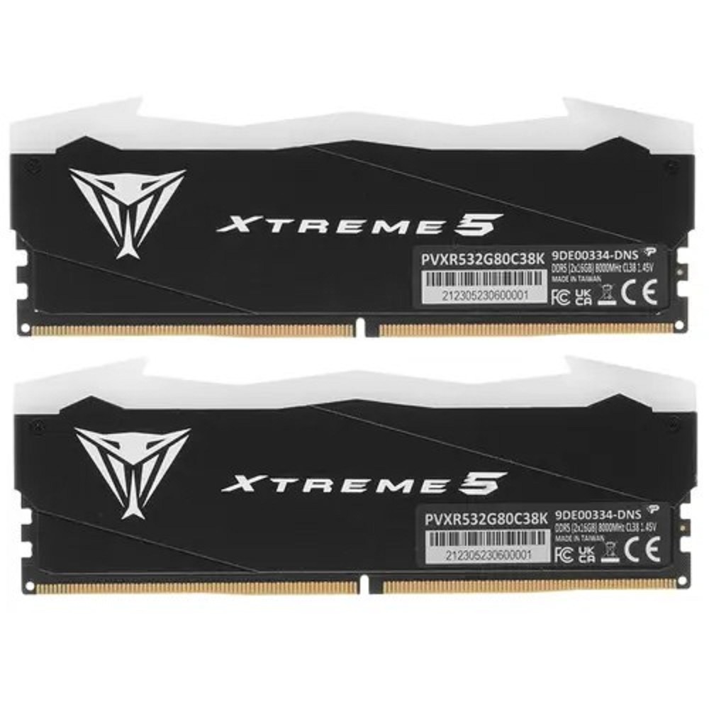 Patriot DDR5 DIMM 32GB 2x16Gb 8000MHz PVXR532G80C38K Viper Xtreme 5 RGB RTL Gaming PC5-64000 CL38 288-pin 1.45В с радиатором Ret