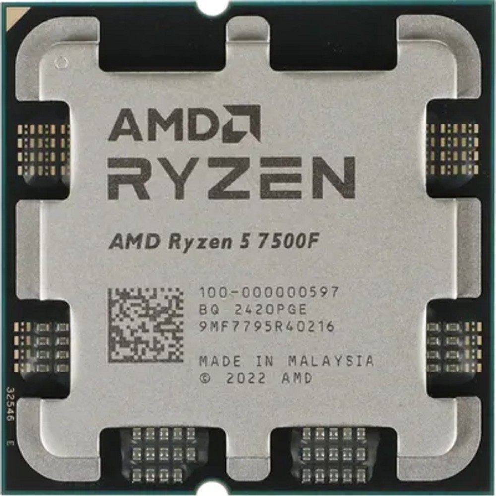 Товар с витрины. Протестирован. CPU AMD Ryzen 5 7500F OEM (100-000000597) {Base 3,70GHz, Turbo 5,00GHz, without graphics, L3 32Mb, TDP 65W, AM5}