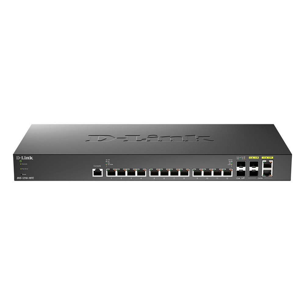 D-Link DXS-1210-16TC/B2A PROJ Управляемый L2+ коммутатор с 12 портами 10GBase-T, 2 портами 10GBase-X SFP+ и 2 комбо-портами 10GBase-T/SFP+