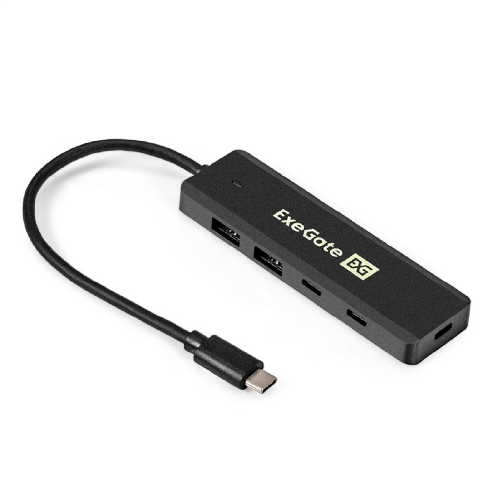 Exegate EX298176RUS USB-Хаб (концентратор) 4-в-1 ExeGate DUB-2C2P/5G (кабель-адаптер USB 3.2 Gen1 Type C --> 2xUSB3.2 Gen1 Type-A (5G)/2xUSB3.2 Gen1 Type-C (5G), SuperSpeed USB 5Gbps, Plug&amp;Play, черны