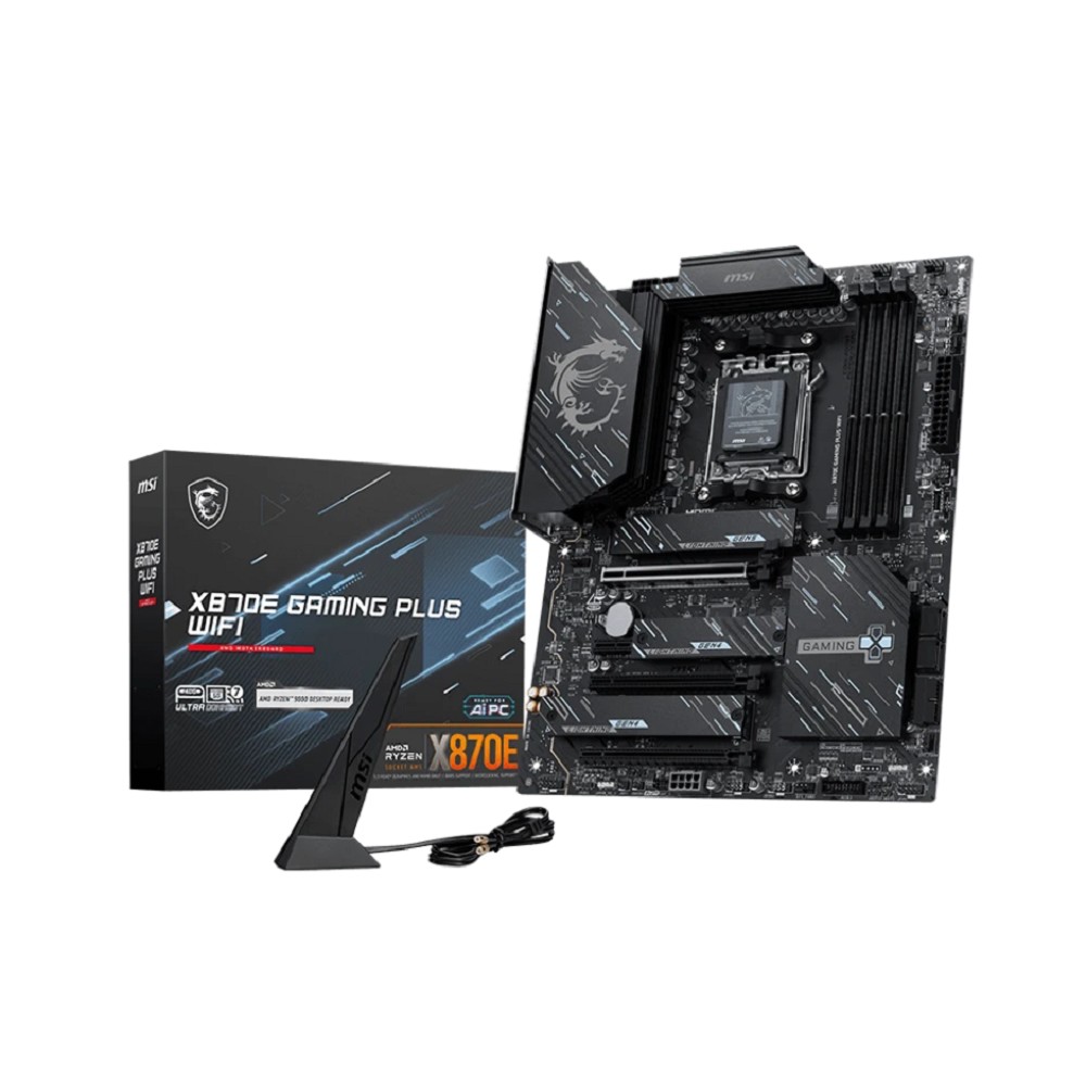 MSI X870E GAMING PLUS WIFI {X870E, AM5, 4*DDR5, 3*PCIEx16, 1*PCIEx1, 3*M.2, 2*TypeC, 2*USB3.2Gen2, 6*USB3.2Gen1, 10*USB2.0, 4*SATA3.0, 5G, 1*Type-C(DP), HDMI, ATX} RTL
