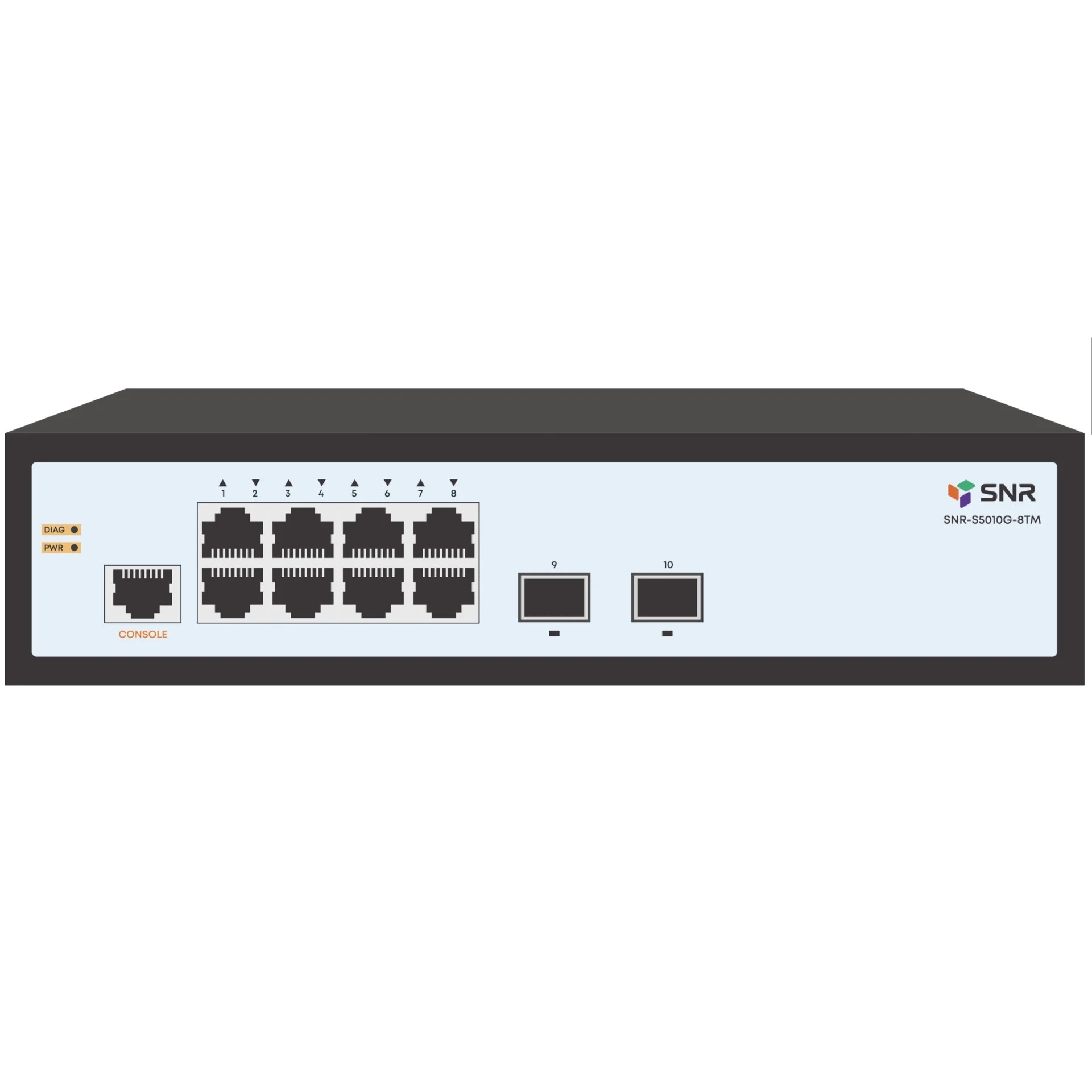 SNR SNR-S5010G-8TM Управляемый коммутатор уровня 2, 8 портов 10/100/1000Base-T, 2 порта 1/2.5G SFP, встроенный БП ~220V AC