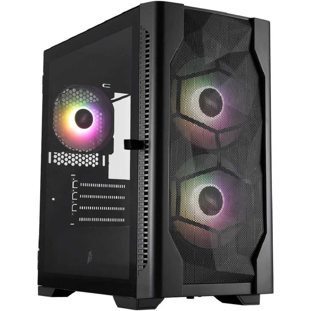 1STPLAYER Корпус DK D4-M ARGB Black / mATX / 2x140mm &amp; 1x120mm ARGB fans / D4-M-BK-2F7-14-1F7