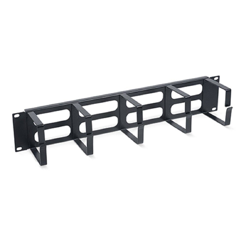Cabeus JB08-2U-BK Кабельный органайзер горизонтальный 19" 2U, 5 колец, металлический, цвет черный (RAL9004)