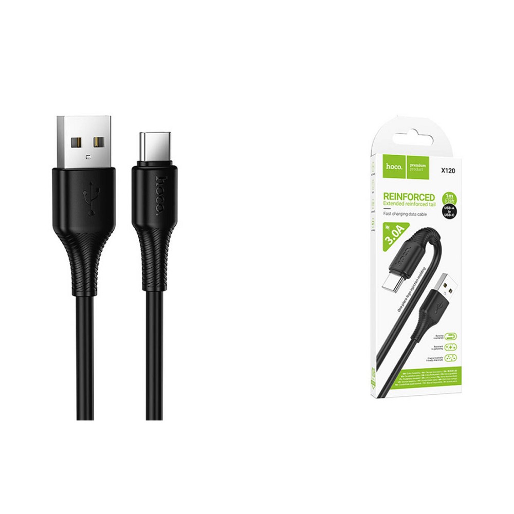HOCO X120/ USB кабель Type-C/ 1m/ 3A/ черный