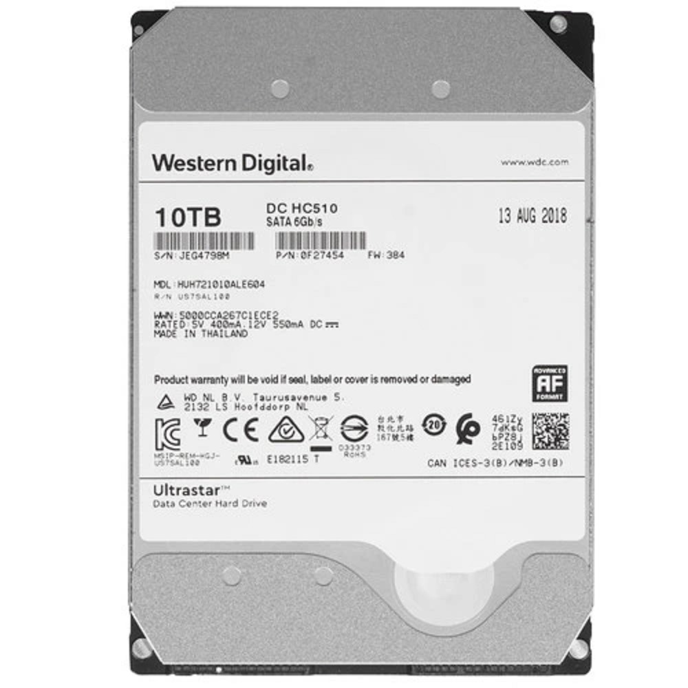 10Tb WD Ultrastar DC HDD Server HE10 3.5’’, 256MB, 7200 RPM, SATA 6Gb/s, 512E  HUH721010ALE604 [0F27454/0F27606] RECERTIFIED HDD