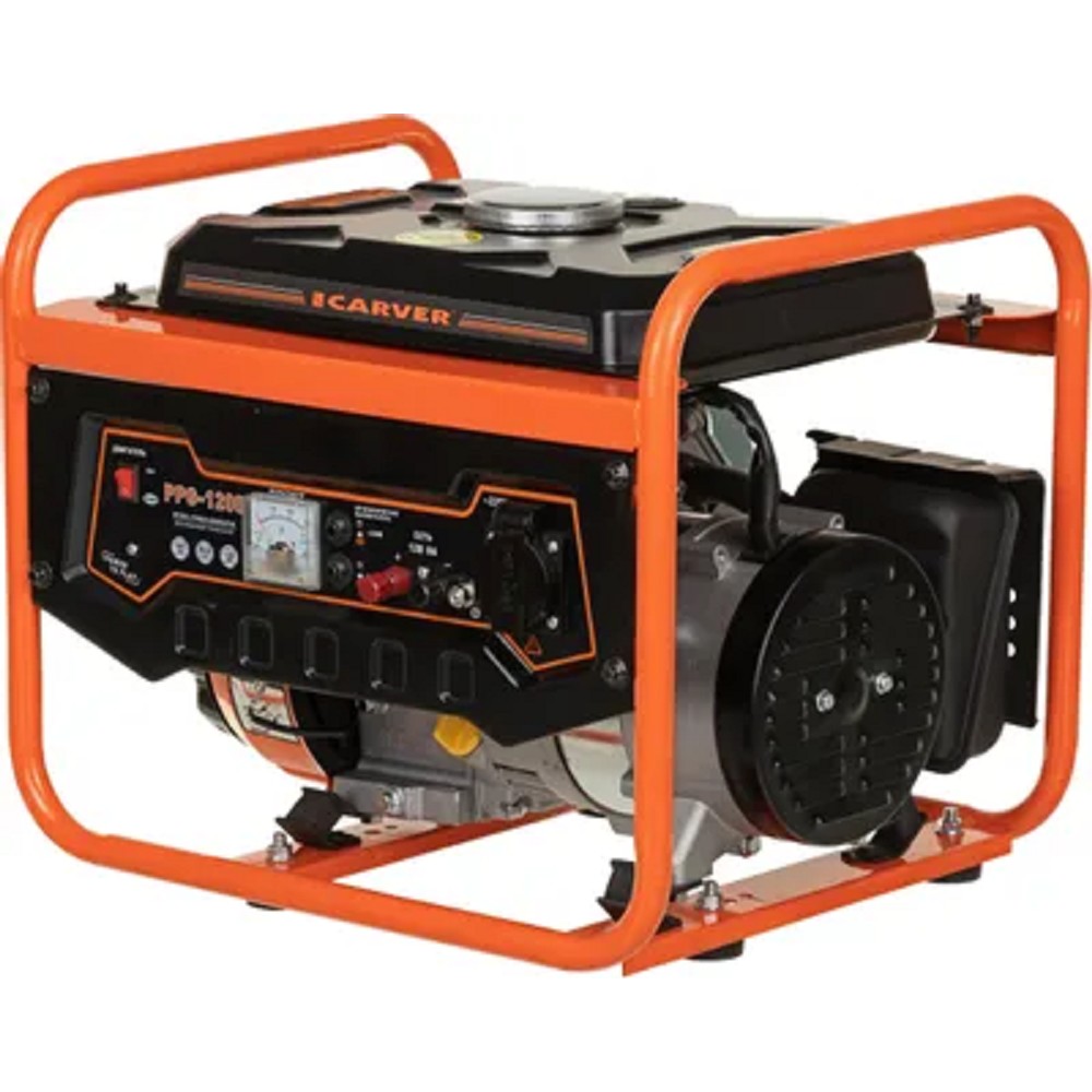 Генератор CARVER PPG- 1200 бензин [01.020.00002] { (LT-156F, 0,9/1,05кВт, 220В, бак 6 л, обмотка медь)(30шт/пал) }