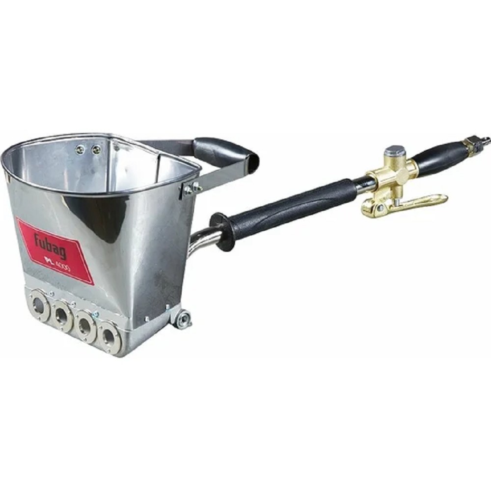 FUBAG HOPPER PL4000 ПНЕВМАТИЧЕСКИЙ ШТУКАТУРНЫЙ КОВШ 1/2 [412658] {Расход воздуха 620 л/мин, бак 4 л, Дистанция от поверхности 50-100 мм, 6 бар, сопла 1,8 мм, распыляющего отверстия 19 мм, Вес 1,8 кг}